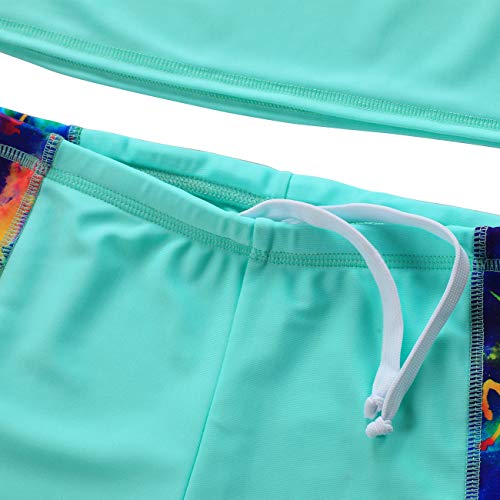 Kids Unicorn Print Two-Piece Swimsuit Set with UV Protection - Green/12-14