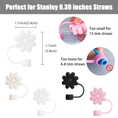Straw Covers for Stanley Cups - 4 PCS Colorful Flower Design