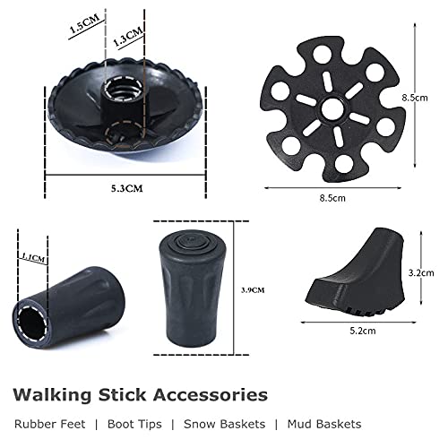 4-Pack Rubber Tips for Walking Sticks & Trekking Poles