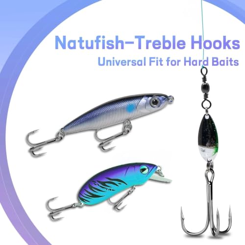 Treble Fishing Hooks - 4X Strong, Sharp Barbed - 25 Pcs