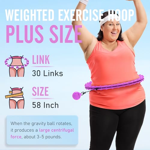Weighted Hula Hoop for Weight Loss - 30 Detachable Links, Purple