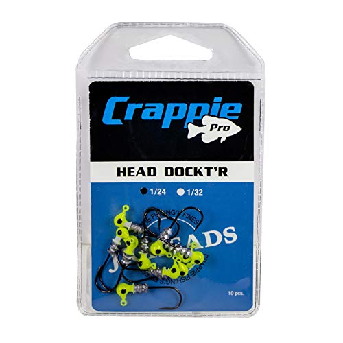 Crappie Jig Heads - Chartreuse 1/24 oz, Pack of 10