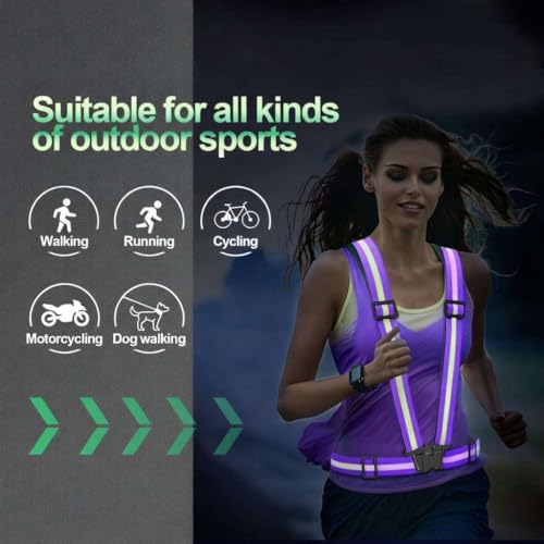High Visibility Reflective Running Vest - 2 Packs Blue & Purple