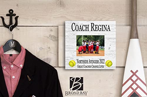 Personalized Softball Coach Gift Plaque with Photo - 10in x 10in
