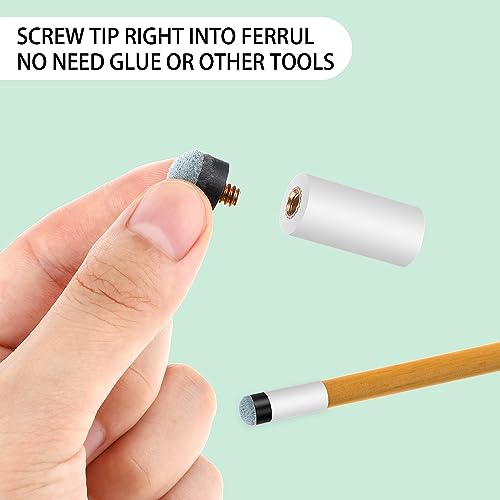 10 Sets Pool Cue Tips Replacement with Ferrules - 12mm Blue