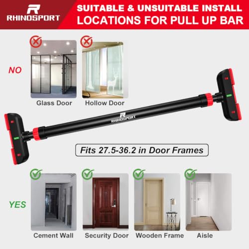 Pull Up Bar for Doorway - Non-Slip Chin Up Bar - Red