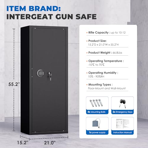 20 Gun Safe with Keypad for 10-16 Rifles & 4 Pistols - Black