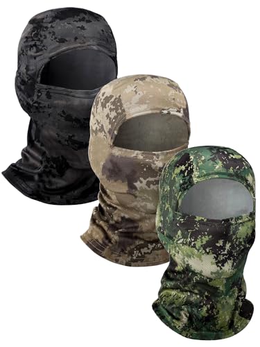 Camo Balaclava Sun Protection - 3 Pcs Set, One Size, Multicolor