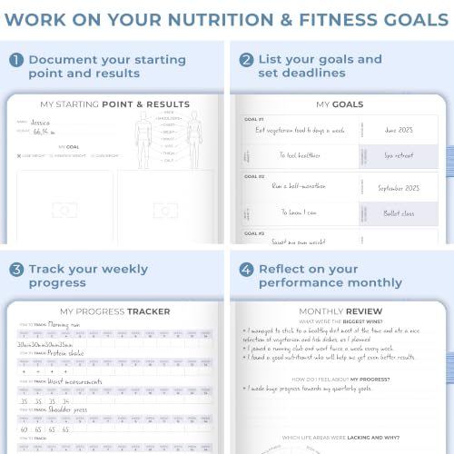 Fitness & Food Journal - Workout Planner, A5 Light Blue