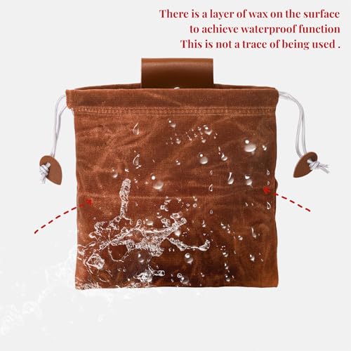 Mezchi Collapsible Canvas & Leather Mushroom Foraging Bag - Waterproof, Multi-Use Pouch for Hiking & Camping