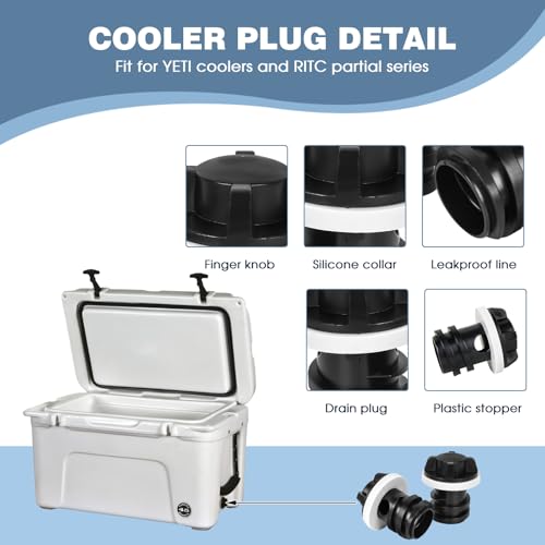 Cooler Drain Plug Replacement - Leak-Proof - 2 Pack - Black