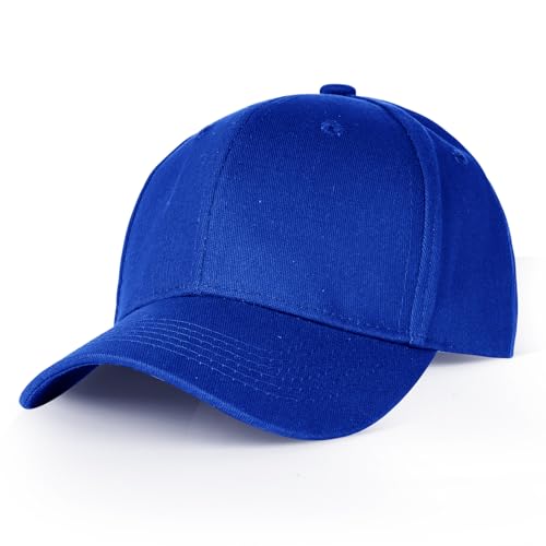 Blue Cotton Baseball Cap for Men Women Adjustable Outdoor Running Hat