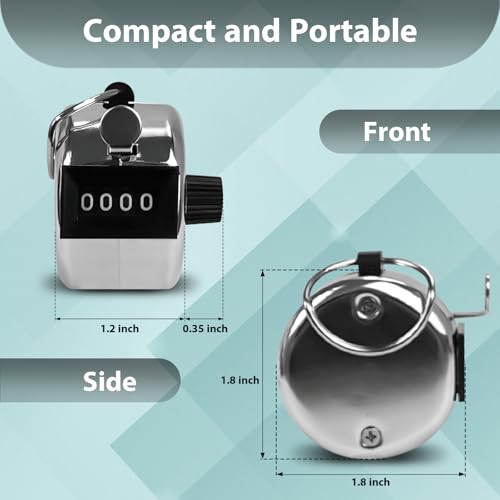 POXXU 6 Pack Clicker Counter - 4-Digit Mechanical Hand Tally Counter (Silver)
