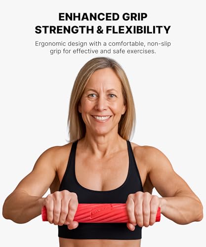 DMoose Fitness Flex Resistance Bar for Physical Therapy - Blue, Red, Green, Non-Slip Grip, Elbow & Grip Strengthener