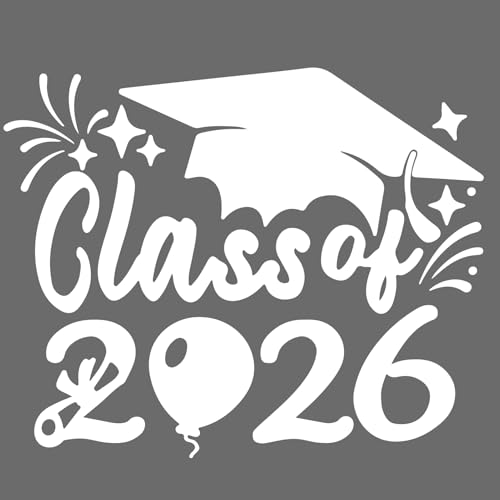 Class of 2026 Graduation Vinyl Car Decal & Hat Sticker Set - White
