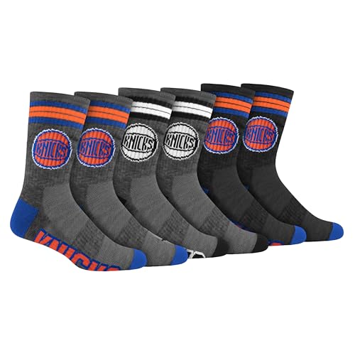 NBA Team Crew Socks - Assorted 3 Pack - New York Knicks, Size 9-11