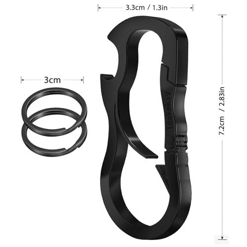 Zinc Alloy Carabiner Keychain with Bottle Opener - Black
