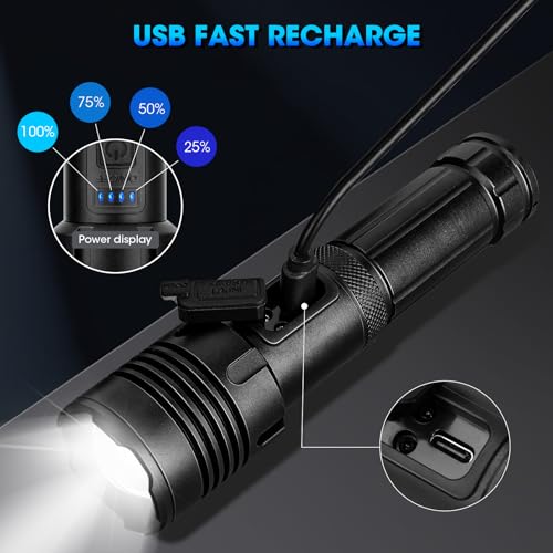 Rechargeable LED Flashlights High Lumen,99,000 Lumens Super Bright Flashlight,Powerful Flash Light 5 Modes for Home Outdoor Camping Hiking