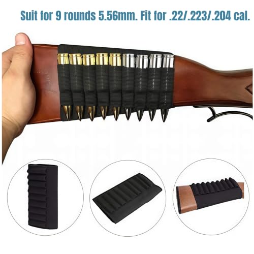 Tactical 9-Round Bullet Holder Pouch for Rifles - Black