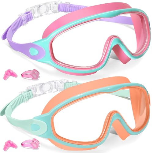 Kids Swim Goggles - Wide View Anti-Fog UV Protection for Ages 3-15