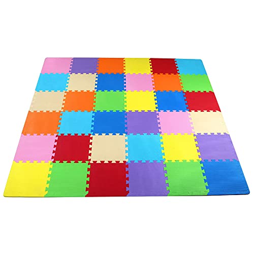 BalanceFrom Multi-Color Foam Play Mat Tiles for Kids - 36 Sq Ft Cushioned Baby & Toddler Floor Covering