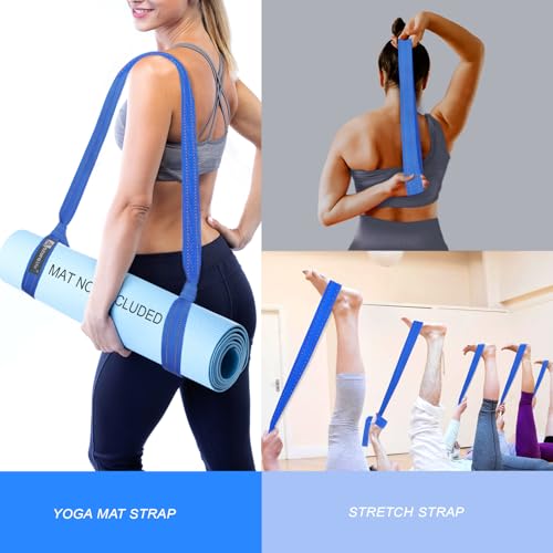 Yoga Mat Sling Strap - Easy-Cinch Carrying Holder for Yoga Mats - Blue