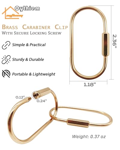 Oythiem 10 Pcs Gold Carabiner Keychain Clips with Secure Locking Screw