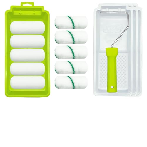 15PCS Foam Paint Roller,Small Paint Roller,4''Paint Roller Kit with High-Density Foam Paint Roller,Paint Frame and Liner,Microfiber Roller,Mini Paint Roller for Painting Corners,Wall,Door