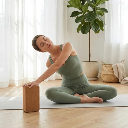 Cork Yoga Block 9x6x3 Inches Non-Slip Support for Pilates & Yoga