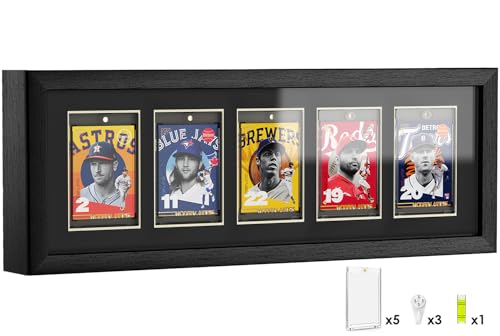 efunny 5-Pack Black Magnetic Card Display Frames with UV Protection for Trading Cards