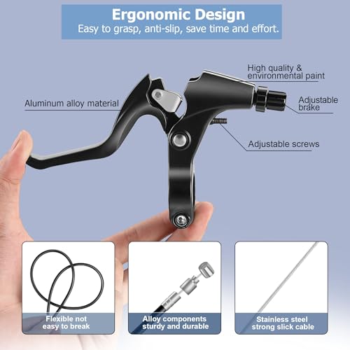 Qcdou Black Bike Brakes Set with Cables & Tools - Universal V-Type Front & Rear