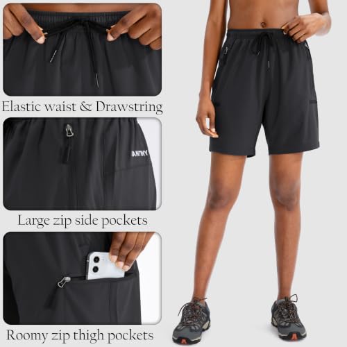 Women's Quick Dry Cargo Shorts - Lightweight Hiking Shorts with Zipper Pockets