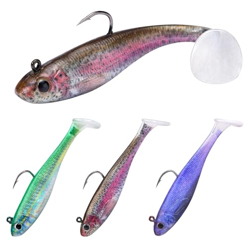 Paddle Tail Swim Baits - Realistic Soft Plastic Fishing Lures, 3.54" - 3 Pieces