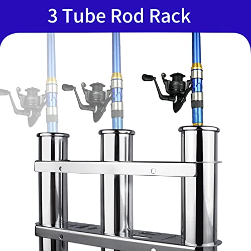 Marinebaby 3-Rod Flush Mount Fishing Rod Holder, 316 Stainless Steel