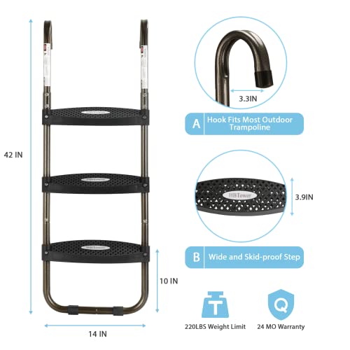 3-Step Trampoline Ladder with Skid-Proof Steps for Kids