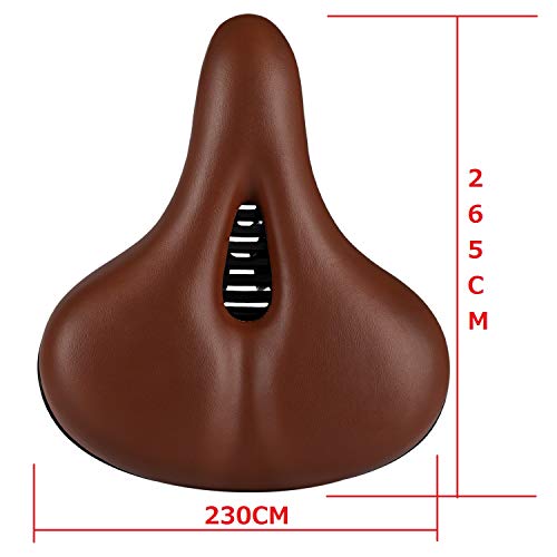 ZHIQIU Comfortable Bicycle Saddle Seat Cushion with Dual Shock Absorbing Ball, Memory Foam - Brown Hollow