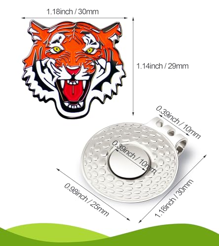 Golf Ball Marker with Magnetic Hat Clip - Tiger Design