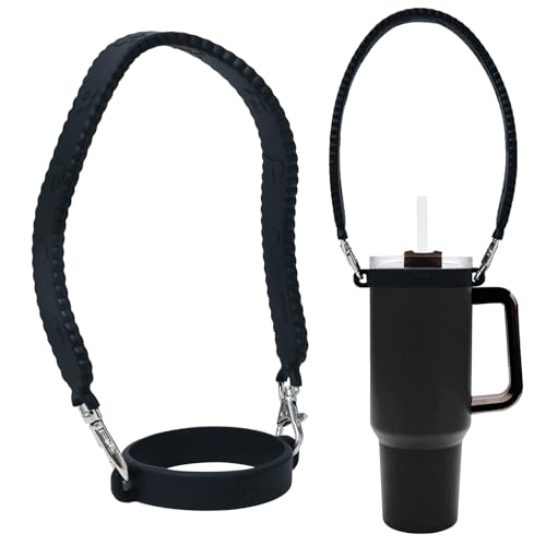 Silicone Accessories Set for Stanley Cup Tumbler - Black Handle Strap, Boots & Straw Covers
