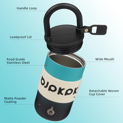 BJPKPK 13oz Insulated Stainless Steel Tumbler with Handle & Lid - TealBlack