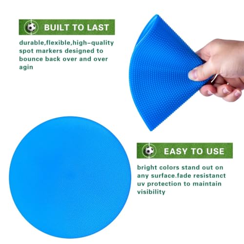 9-Inch Non-Slip Rubber Spot Markers - Blue, Set of 12
