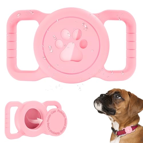 Waterproof Silicone AirTag Holder for Dog Collar - Pink