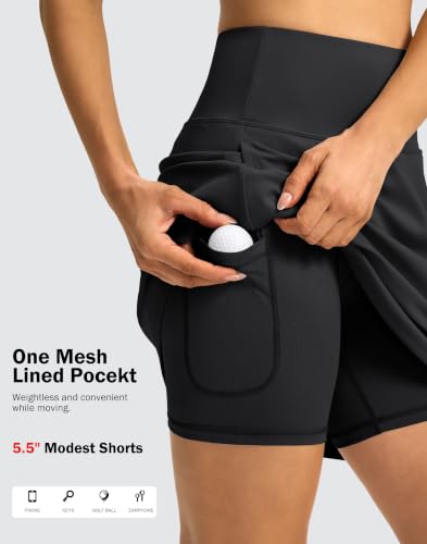 18" High-Waisted Knee-Length Skorts with 3 Pockets for Women