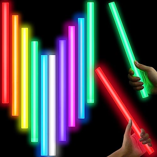Lewtemi 14 Inch Large Glow Sticks - Vibrant Color, 10 Pack, Waterproof & Non-Toxic
