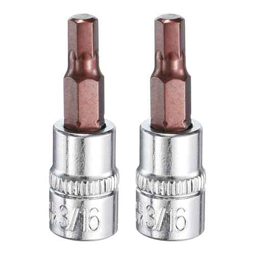 uxcell 3/16" Hex Bit Socket 1/4" Drive SAE S2 Steel Square Drive Socket Extension Impact Bit Socket Ratchet Wrench Accessories for Turns Power Drill Into Nut Driver 2 Pcs