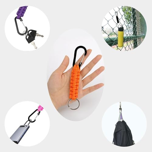 Heavy Duty Paracord Keychain with Carabiner - Black & Army Green