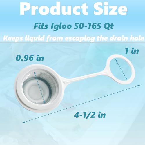 Threaded Drain Plug Cap with Tether - 2 Pack for Igloo Coolers
