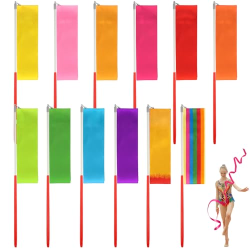 Dance Ribbons Set - 12 Vibrant Colors for Kids - Solid Color