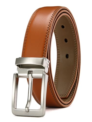 Men's Leather Dress Belt - 1 3/8" Tan Belt for Sizes 32-34
