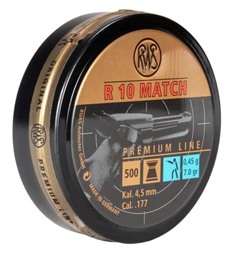 RWS R10 Match Plus .177 Caliber Pellet Gun Pellets - Light 7 Grains, 100 Count