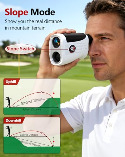 Golf Rangefinder with Slope Switch & Flag Lock Vibration - White